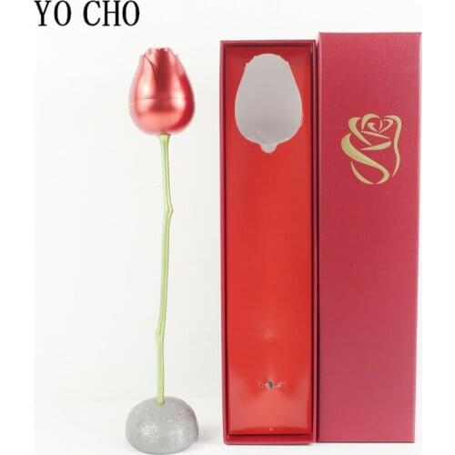YO CHO Red Metal Rose Artificial Flower Creative Rose Gift Box Cubic Zirconia Necklace For Women Valentines Day Birthday Gift