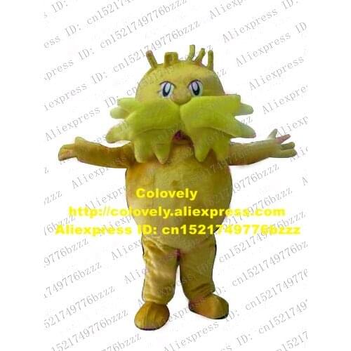 Lovely Yellow The Lorax Mascot Costume Mascotte Kitten Cat Moggie With Chubby Fat Belly Bushy Beard Adult No.2552 Free Shipping
