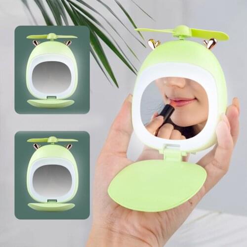 Mini Handheld Fan Cute Design Makeup Mirror Portable Fan for Stylish Kids Girls Women Men Indoor Outdoor Travelling
