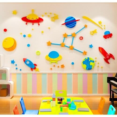 Cartoon acrylic 3d three-dimensional wall stickers layout childrens room bedroom decoration painting