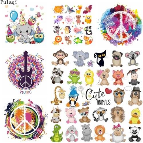 Pulaqi Peace Sign Patches Iron on Transfers for Clothes Heat Transfer Thermal Hot Vinyl Ironing Stickers Clothes Applique Stripe