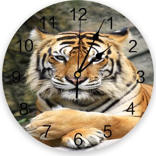 Tiger Wild Animals 3D Wall Clock Modern Design Brief Living Room Decoration Kitchen Clock Art Wall Watch Home Decor