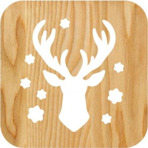 Table Lamp Deer Head Shape Solid Wood 3D Night Light Child Bedside Lamp Home Decoration Rechargeable Desk Lamp Study Lamp Touch