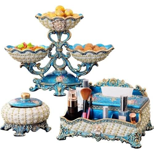 Creative Fuit Plate Three - piece Decoration Living Room Coffee Table key-2 Luxury Dried Fruit Plate High - end