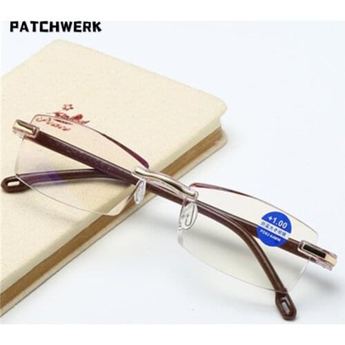 New Anti Blue Ray Reading Glasses Men Women Rimless Cutting Light Presbyopia Eyewear for Ladies Clear Lens Blue Light Glasses