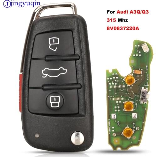 Jingyuqin Original Upgraded Flip Remote Car Key 315MHz For Audi A3Q/Q3 8V0 837 220A With Blade NBGFS12A71