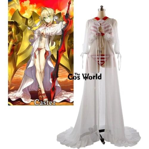FGO Fate Grand Order Caster Saber Full Dress Bikini Swimsuit Swimwear Bathing Suit Outfit Anime Cosplay Costumes