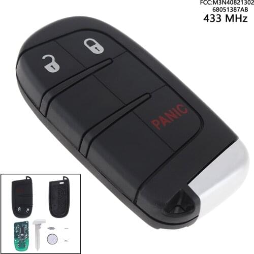 433MHz Keyless Uncut Flip Remote Smart And Intelligent Key Fob Transmitter Push Start Fobik M3N40821302 68051387AB Fit for Dodge