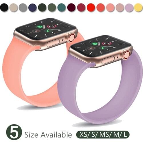 Strap for Apple Watch 5 Band 40mm 44mm iWatch serie 4/5/6/SE Elastic Belt Silicone Solo Loop bracelet Apple watch band 42mm 38mm