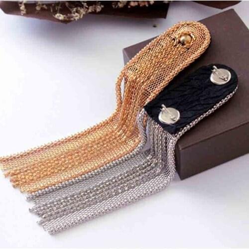Metal Tassels Epaulet Men Women Retro Style Stage Performance 28*4.5CM Handmade Golden Silvery Coat Shoulder Accessories Epaulet