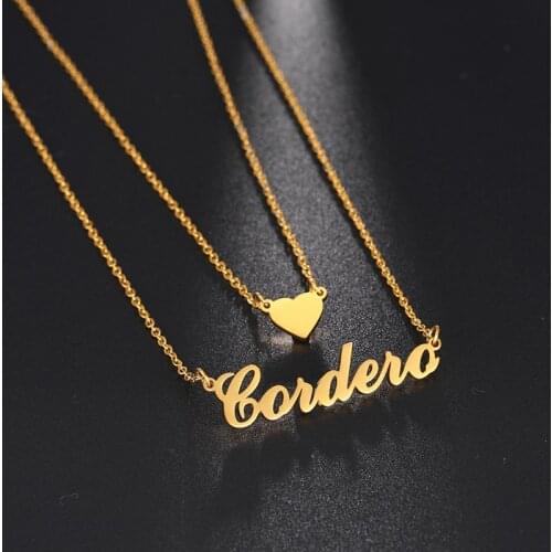 Sipuris Customize 2 Layer Heart Name Necklace For Women Personalized Gold Stainless Steel Custom Jewelry Girlfriend Gift Choker