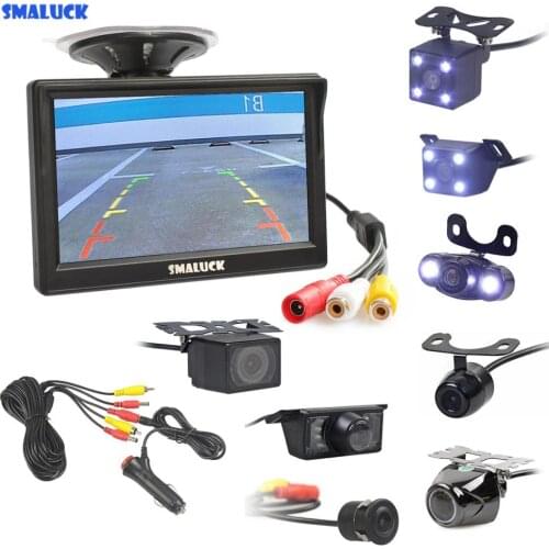 SMALUCK 5" Car Rearview Monitor Auto Parking Vedio + LED Night Vision Backup Reverse Camera HD Car Rear View Camera