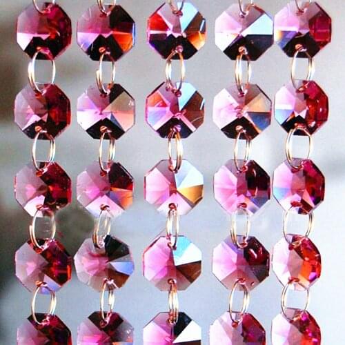 Wedding Cake Decorative Purple Crystal Garland/Strand 20meters/lot,14mm Octagon Crystal Beads connected with 11mm rings