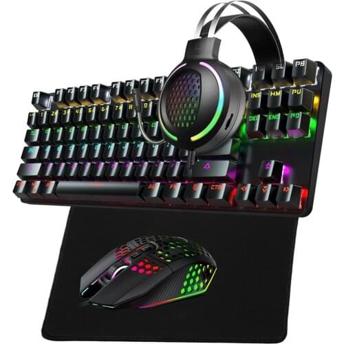 T500 Mechanical Keyboard And Mouse 7.1 USB Headset Mouse Pad Game Set 4 In1 Keyboard And Mouse Headset Mouse Pad Kit