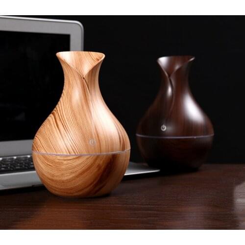 130ml Aroma Essential Oil Diffuser Ultrasonic Air Humidifier mini with Wood Grain 7 Color Changing LED Lights for Office Home