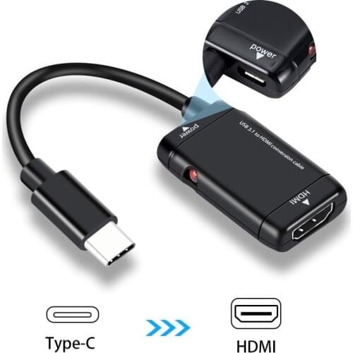 USB-C Type C to HDMI Splitter with Power Port Function USB 3.1 Type C Converter Male to Female for MHL Android Phone Tablet