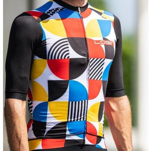 Cycling Jersey Men 2021New Geometric Print Top Quality Riding Clothing Summer Short Sleeve Bicycle Shirt Latest Login Sport Wear