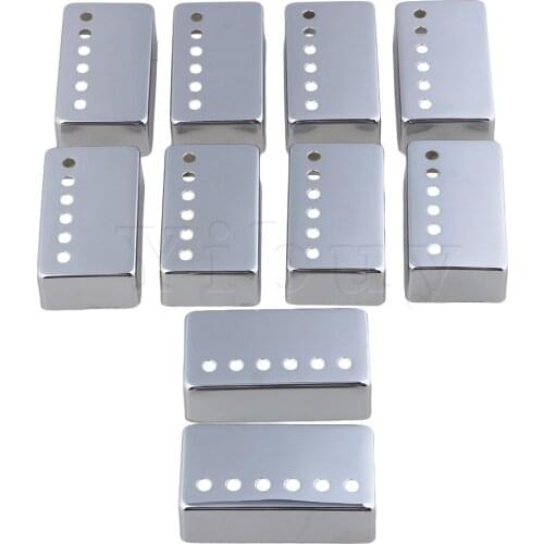 Yibuy Chrome Metal Guitar Neck and Bridge Humbucker Pickup Covers Replacement Part for Electric Guitar