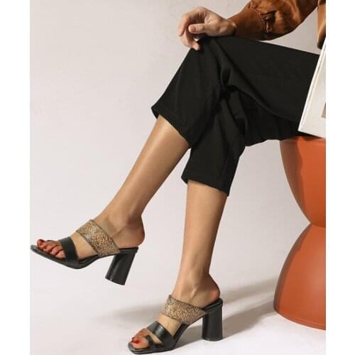 Large 43 high heeled sandals womens spring / summer 2020 new thick heel European and American Roman shoes