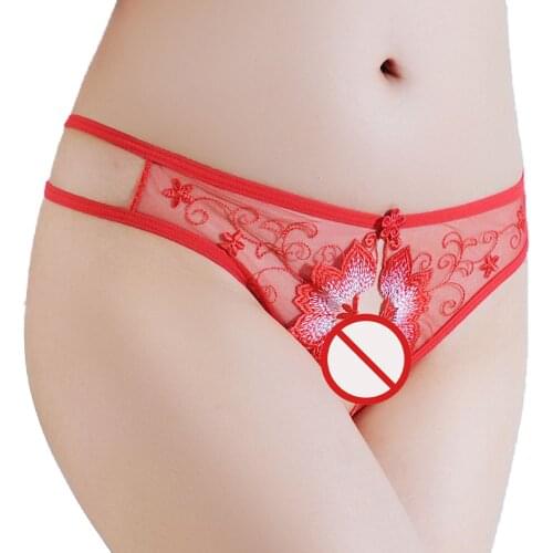 Women Sex Panties Open Crotch Lingerie Female Lace Underwear Embroidery Briefs Transparent Mesh Panti Girl Sexy Imtimates 2232N