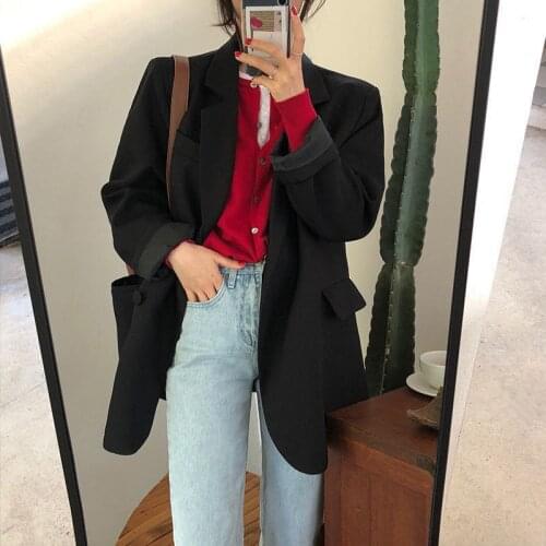 Free Shipping Autumn Fashion Suit Jacket Chic Loose Light Green Women Blazer Summer One Button Female Outwear Blaser Femme