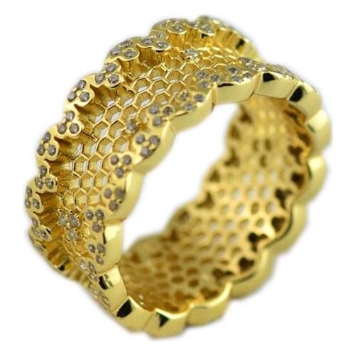 Honeycomb Lace Ring 925 Sterling Silver Shine & Clear CZ Wedding Rings Women Silver 925 Fine Jewelry anillos mujer