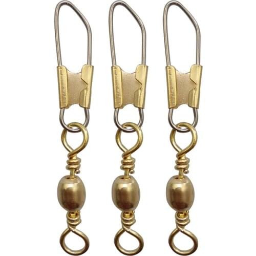 100pcs Barrel Fishing Swivel With Safety Snap Gold Barrel Swivels Hard Fishing Tools Connector Size 2 4 6 10