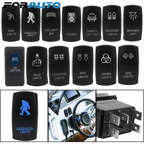 ON-OFF Blue LED Universal 1pc 5 Pin Marine Switch Waterpoof 12V 24V Car Boat Truck Rocker Switch SPST Carling Switch