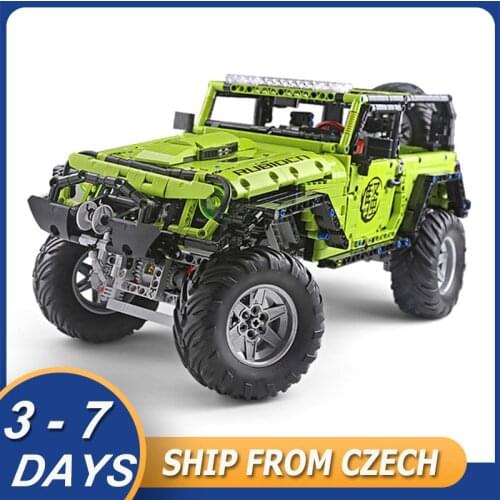 New Scale 1: 8 Off Road Vehicle Rubicon 2343pcs Green Car Model Building Blocks Bricks Educational Toy Birthday Gifts