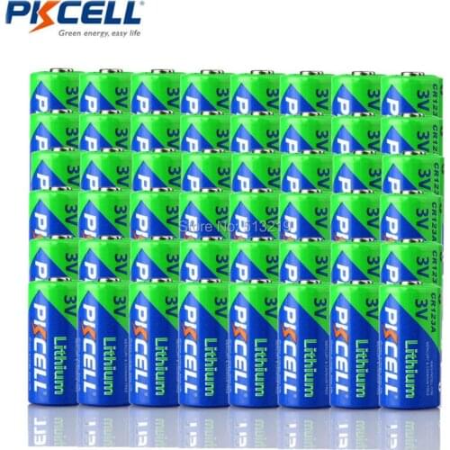 48pcs PKCELL CR123A Primary Lithium Battery CR123 CR 123 123A 16340 1500mAh 3V Batteries With PTC Protected For Camera