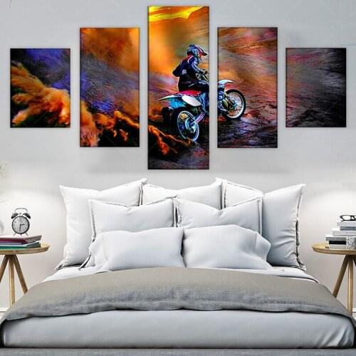 HD Canvas Printed Wall Art Pictures Frame 5 Pieces Motorcycle Sports Home Decor For Living Room Poster Modern Cuadros Painting