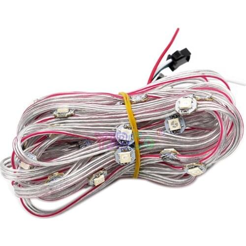 50LEDs/String DC5V 5050 RGB Pixels WS2812B Pre-soldered LED Module Nodes 10cm Wire With Heatsink Board Addressable Individually