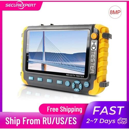 8MP AHD Monitor CCTV Tester for Camera PoE Tester Monitor Video Camera Tester Network Cable Test/VGA/HDMI Input, DC12V Output