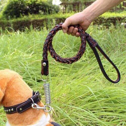 Pet Eight-strand Cowhide Spring Traction Rope Outdoor Dog Leash Medium & Large Dogs Explosion-proof Leash Harness & Leash Set
