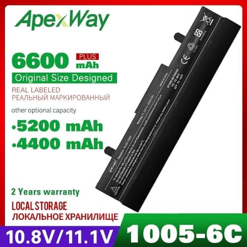 Apexway laptop battery 4400mAh for Asus Eee PC 1001P 1001PX 1005PX 1005 1005P 1005HA AL31-1005 AL32-1005 ML32-1005 ML31-1005