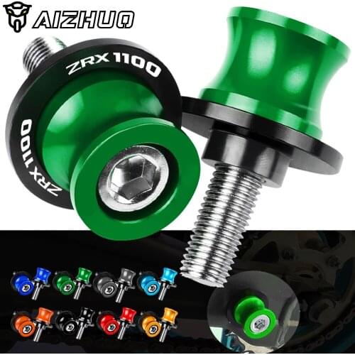 Motorcycle Accessories FOR KAWASAKI ZRX1100 ZRX 1100 1997-2000 1999 CNC Aluminum Swingarm Slider Spools 10MM Stand Screws LOGO