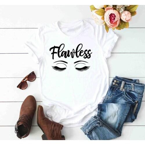Flawless Shirt eyelash graphic 90s young street style cotton aesthetic tumblr babygirl harajuku cotton grunge t-shirt tee- J942