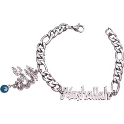 Islam Allah Mashallah turkey evil eye stainless steel Bracelets