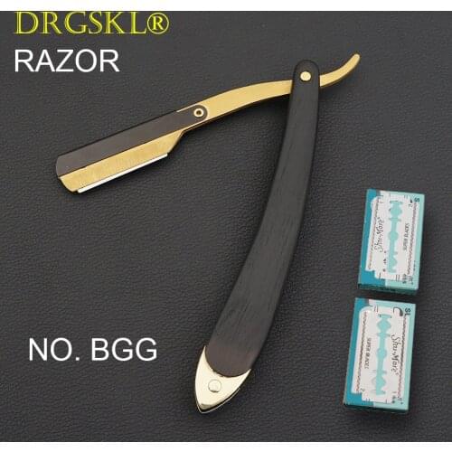DRGSKL mens manual shaving razors Classic black wooden handle barber shaver Hairdresser razor change blade type rzaor NO.BGG