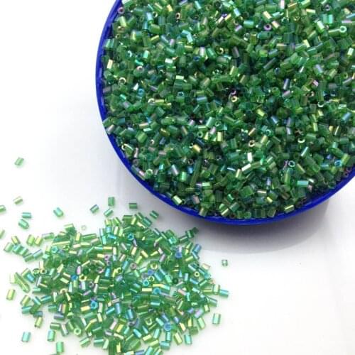 16g 1000pcs 2*3mm AB Green Colorful Transparent Tube Loose Spacer Beads Cezch Glass Seed Beads Handmade Jewelry DIY Garment Bead