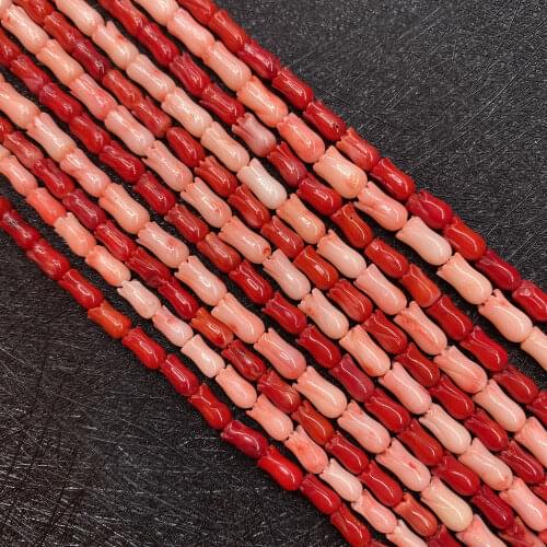 Red Coral Bead Flower-shaped Loose Beads Spacer Seed Beads DIY Fashion Jewelry Making Necklace Bracelet Accessory Size 5x8mm