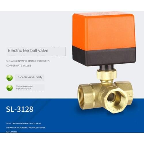 DN15 / 20/25 3-Way Motorized Ball Valve Three-Way Electric Control Two-Way AC 220V LSD Tool Plubing Disc Brass Ball Valve
