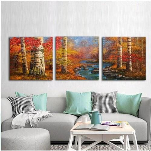 Home Decoration,Triptych,sale Diamond Embroidery,Diamond Painting Autumn Forest Landscape For Kitchen decor Diamond Mosaic FS279