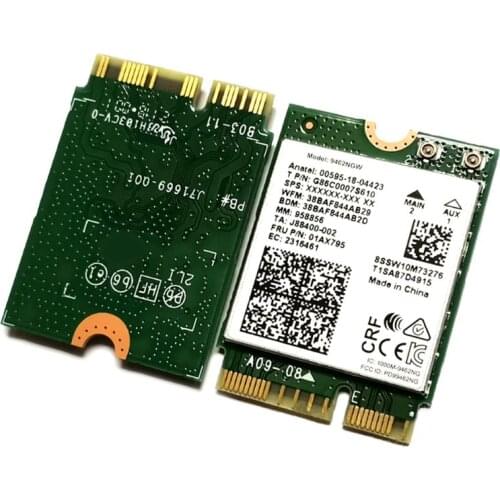 39XD Wireless-AC Dual Band Wifi Card Adapter for In-tel 9462NGW CNVI M.2 Key E with Bluetooth-compatible 5.0 Antennas for