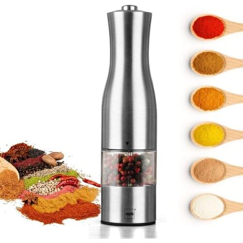 Electric Pepper Mill Spice Grinder Stainless Steel Salt and Pepper Grinder With Light Seasoning Grinding Mills Kitchen Tool