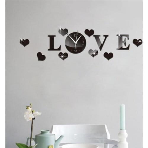 Hot Sale 3D Large Number Creative Wall Clock Wall Sticker Mirror Sticker Big Watch Sticker Home Decor Gift DIY Wall Stickers