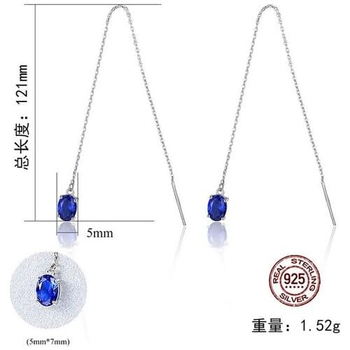 HOT Sell Popular S925 Sterling Silver Tassel earring silver synthetic gem Crystal zircon ruby sapphire Earrings