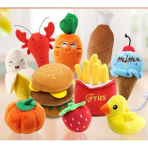 Pet Toys Fruit Animals Cartoon Dog Toys Stuffed Squeaking Pet Toy Cute Plush Puzzle for Dogs Cat Chew Squeaker Squeaky Toy