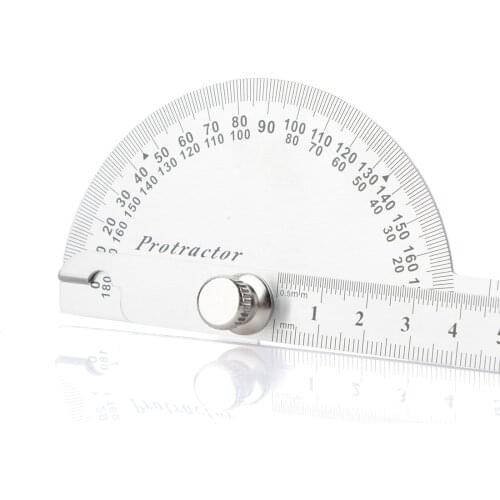 2*30 Cm Ruler Goniometer Stainless Steel Protractor Round Head Angle 180 Degrees Rotation For Handymen Or Builders