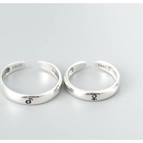 Fashion Simple Solid 925 Sterling Silver Couple Rings Adjustable Size Wedding / Engagement Rings For Lovers Dropshipping In Box